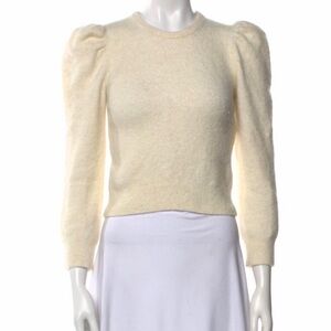 Derek Lam Cream Crewneck Puff Sleeve Sweater